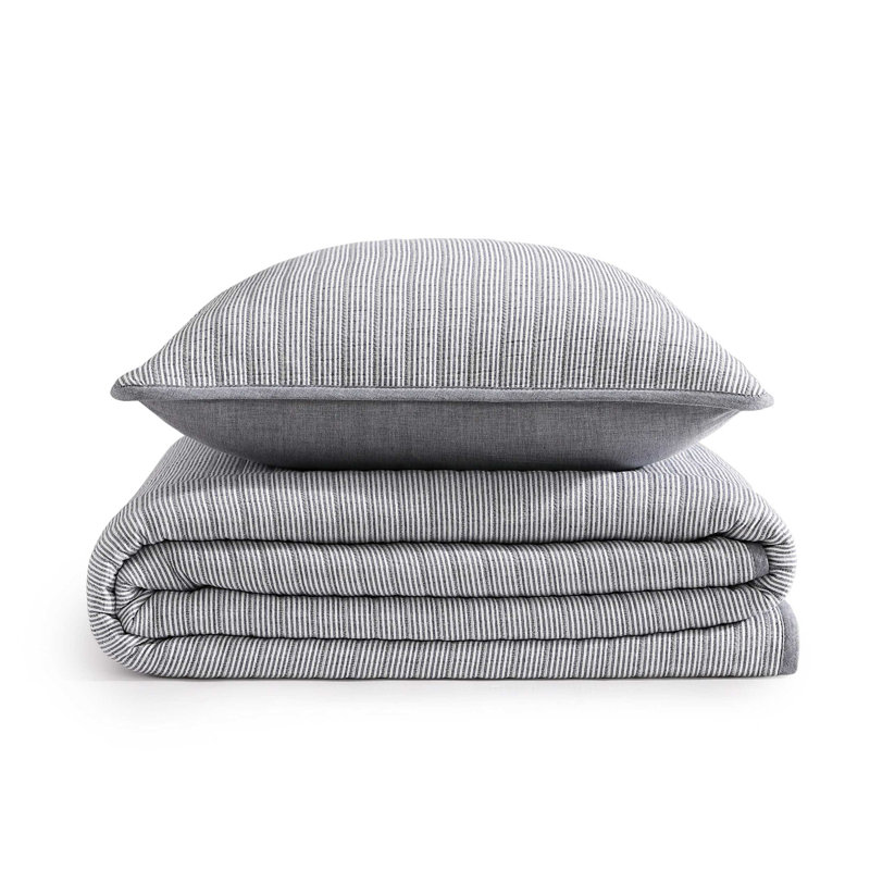 Ensemble de courtepointe réversible en coton Tommy Hilfiger Ithaca, Courtepointe simple + 1 taie décorative standard, Marine