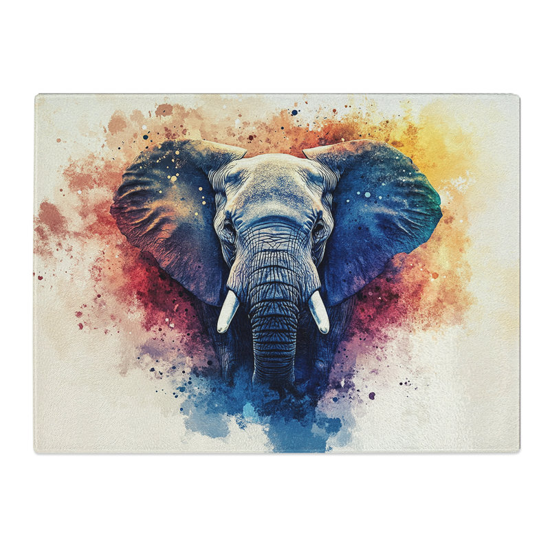 Colourful Elephant Vol.1  Glass Chopping Board