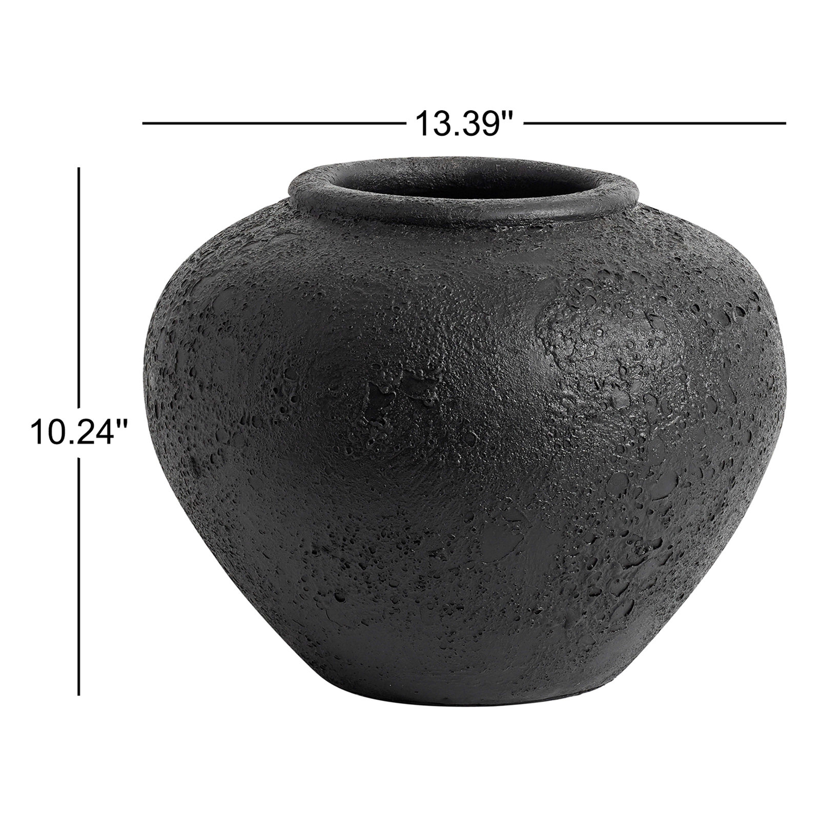 Carino Terracotta Floor Vase, 10.24" H x 13.39" W x 13.39" D, Dark Gray