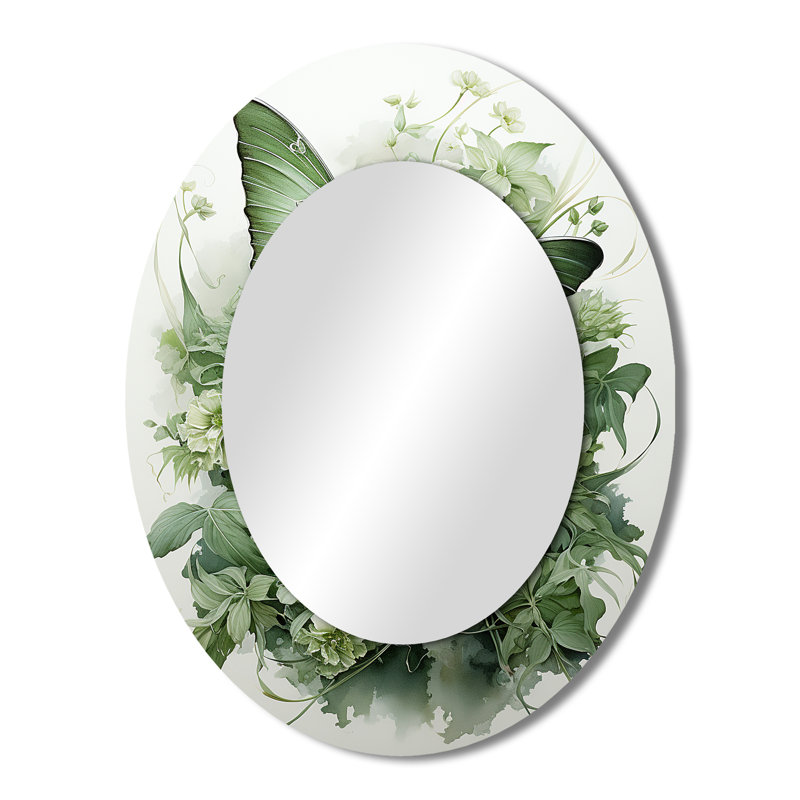Miroir mural vert Green Butterfly Whirling Beauty, 43 po x 33 po