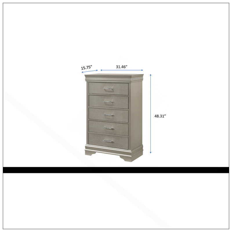 Amalia - Commode - Gol, Argenté / blanc