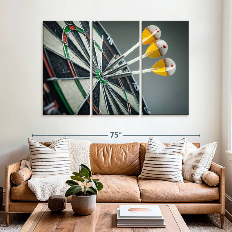 Three Bullseye Darts, 42" H x 65" W