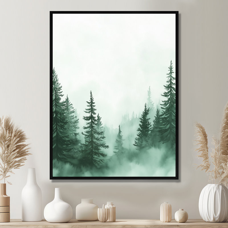 Art mural forêt mystique, toile Enchanted Woods, forêt mystique, H 32 po x l 16 po, Cadre flottant noir