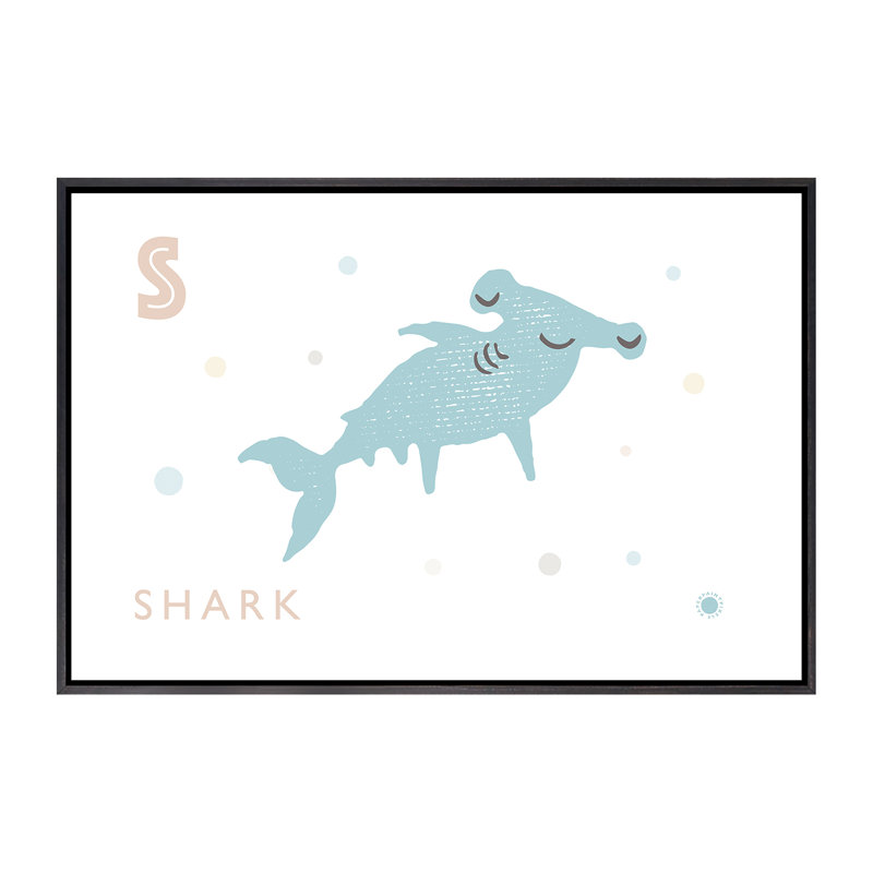 " Shark ", Distressed Black Framed Canvas, No Mat, 18" H x 26" W x 1.5" D