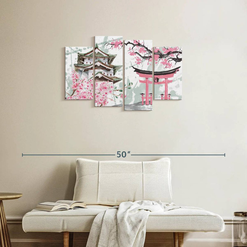 Lilie Hirosaki Castle au printemps, H 22 po x l 36 po
