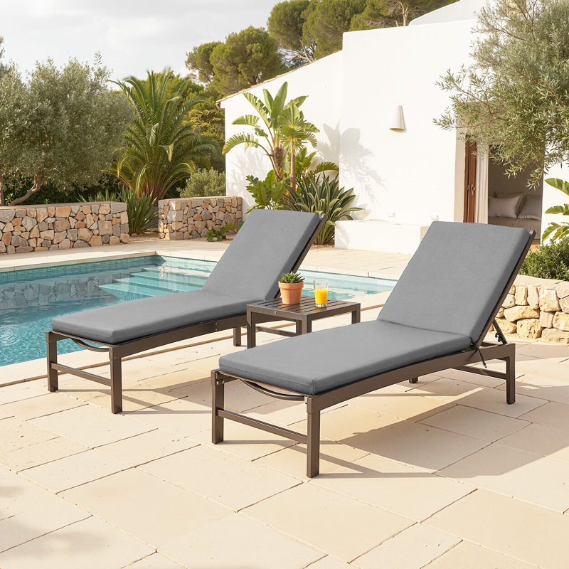 Coussin de chaise longue d'extérieur 72 po, 2, Vert rayé