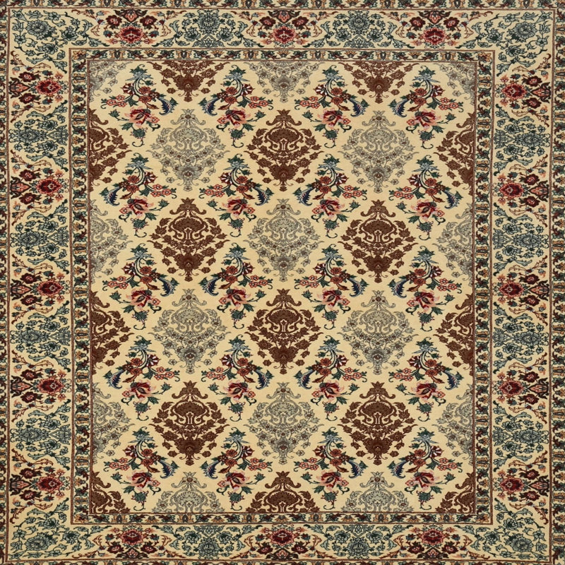 Tapis gris/crème/bleu traditionnel McGillicuddy, Carré 5 pi