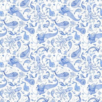 " Animals And Mermaid Illustration "