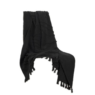 Jeté noir tissé 100% coton texturé