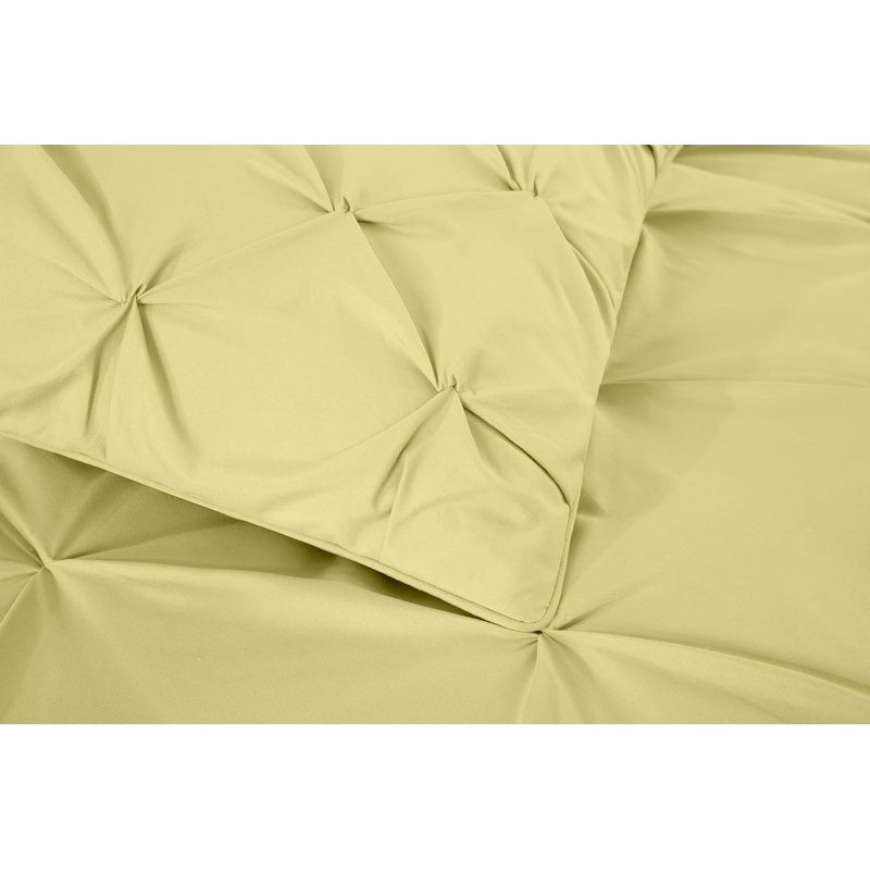 Berlin Pintuck Microfiber 3-Piece Comforter Set, Twin Comforter + 1 Standard Sham, Yellow