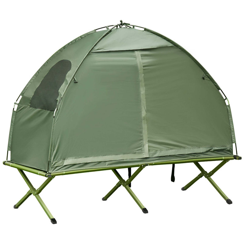 Lit de camp Outsunny, lit pliant pour une personne, lit tout-terrain avec sac de transport pour la randonnée, camping
