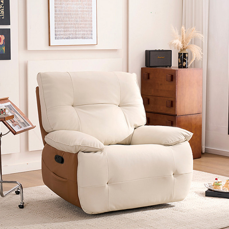 Fauteuil inclinable multifonctionnel en similicuir Quanasia, Beige / café