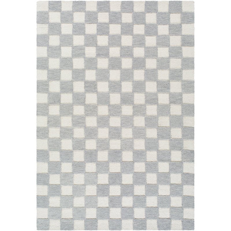 Moroccan Wool Hand Tufted Area Rug, Pewter/Ivory, Rectangle 183 x 275 cm