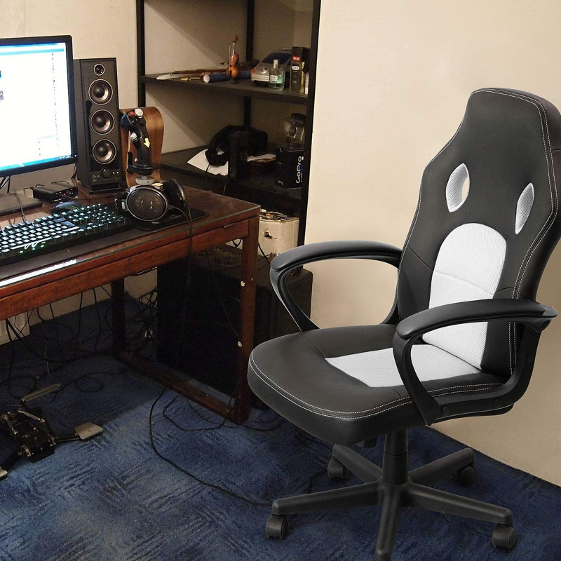 Fauteuil de jeu ergonomique PC et Racing, Blanc
