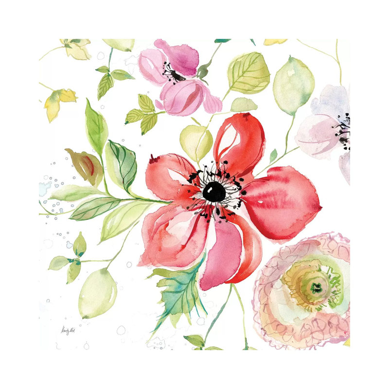 Spray of Anemones III by Kristy Rice - 1 Piece Wrapped Canvas Painting, 30.48 cm H x 30.48 cm W