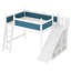Lit mezzanine double bleu et blanc avec tablettes de rangement, glissière amovible, processus d'assemblage facile, pour l'organisation de la chambre à coucher, bois de pin amovible intégré, conception-1413758092-1413758080