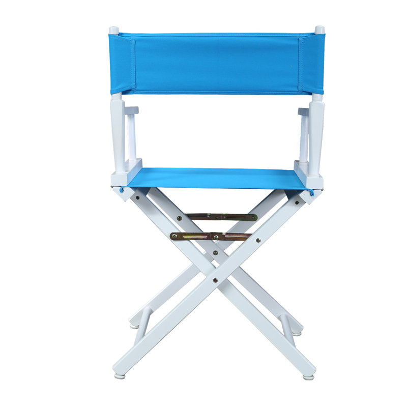18" Folding Director Chair, White, Turquoise
