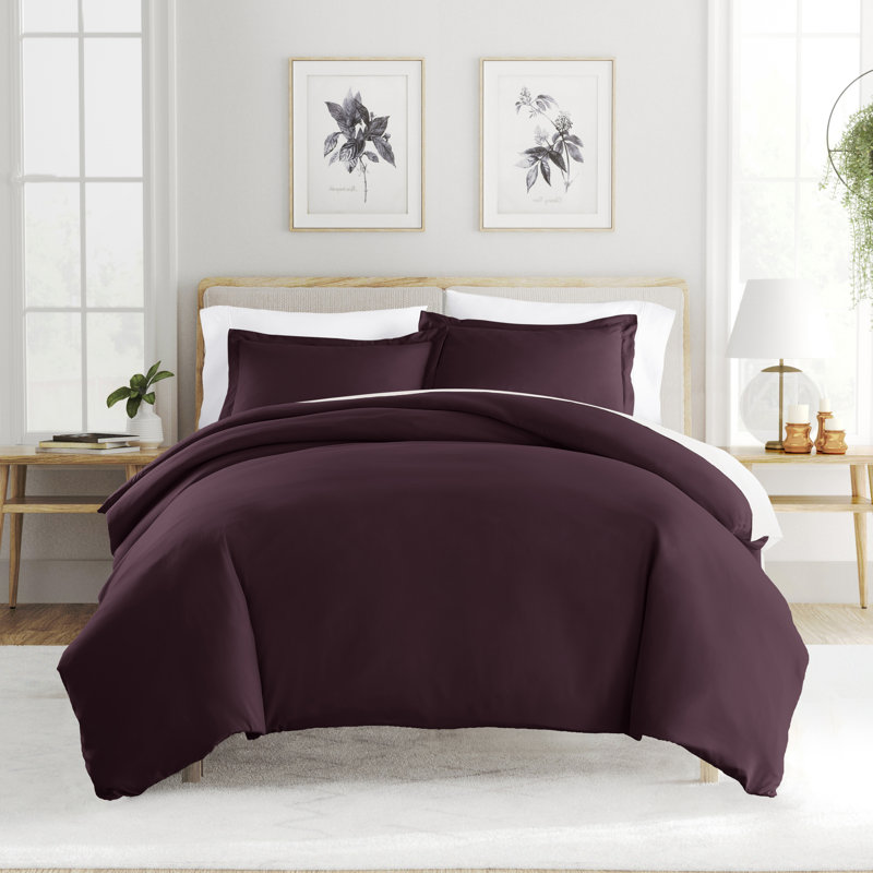 Ensemble de housse de couette brossé deux fois et ultradoux, Édredon très grand / très grand californien Hou, Mauve