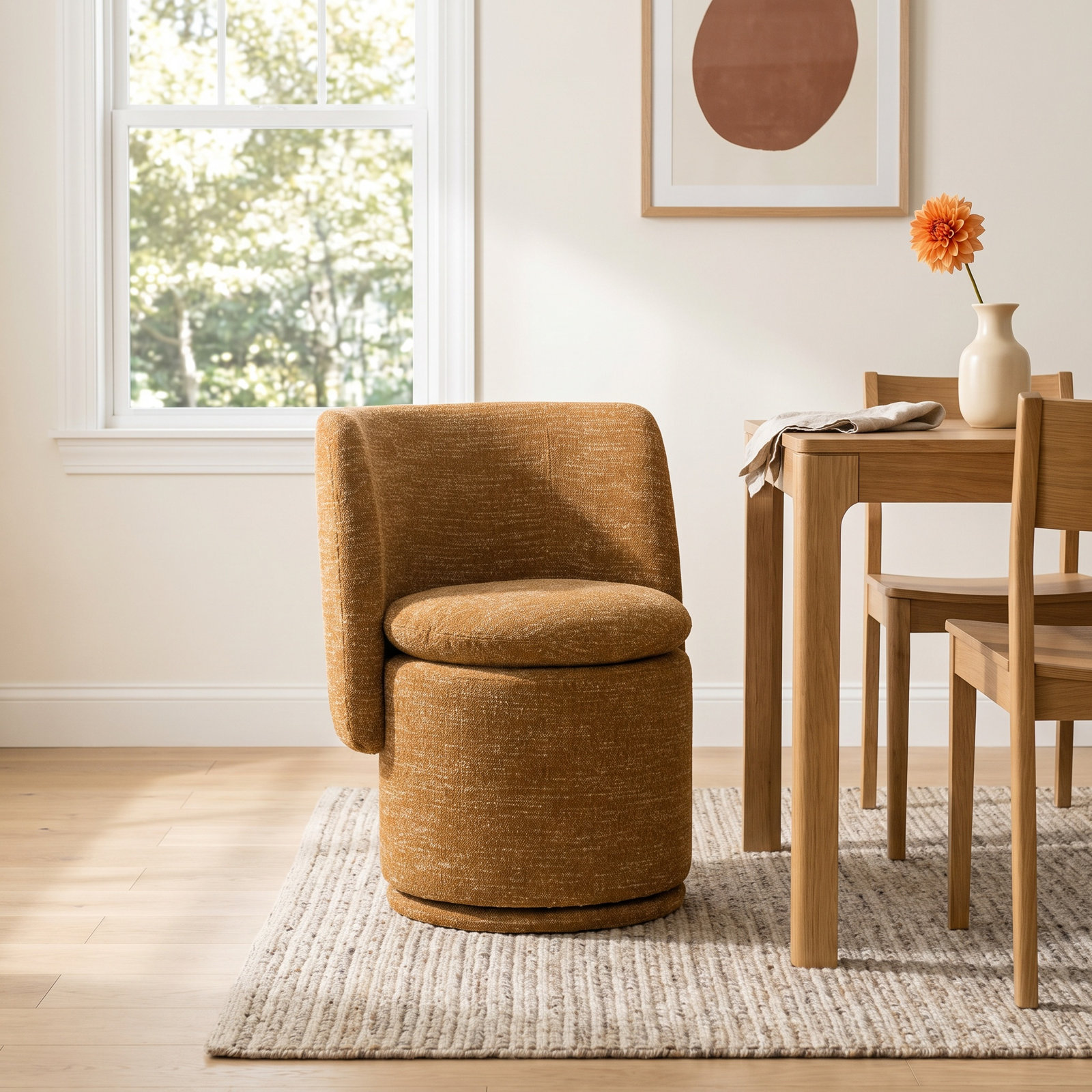 Kepler Swivel Dining Chair, Mustard
