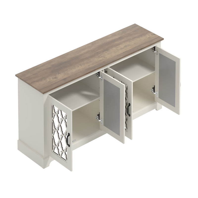 Chessani TV Stand for TVs up to 65", Ivory/Knotty Oak