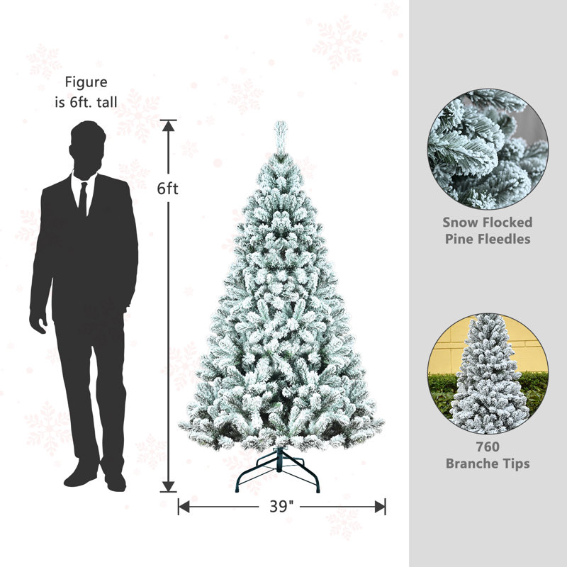 Arbre de Noël blanc floqué, 6 pi