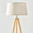 Emma 61 in. Mid-Century Modern LED Energy-Efficient Floor Lamp with Fabric Drum Shade and Tripod Wooden Legs-79261727