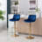 Chrome Footrest And Base Swivel Height Adjustable Mechanical Lifting Velvet + Golden Leg Simple Bar Stool,Set Of 2,Navy
