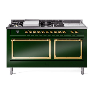 ILVE Nostalgie II Noblesse 60 in Dual Fuel Range 7 Burner, Griddle, Frenchtop
