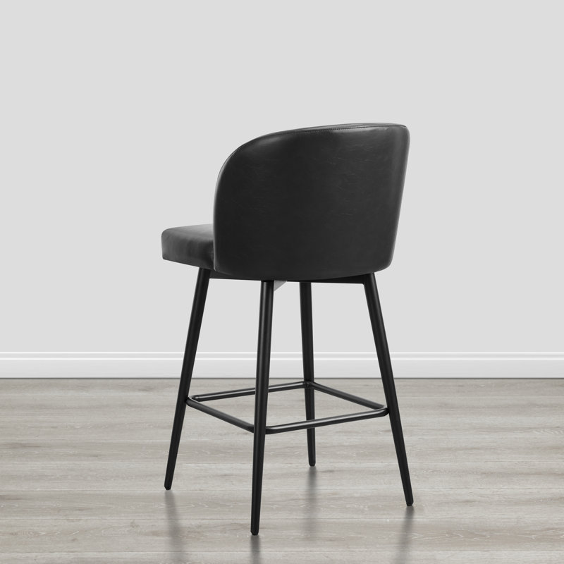 Tabouret de bar et de comptoir pivotant Brentley, Tabouret de comptoir (siège d'une hauteur de 27 p, Similicuir grainé noir