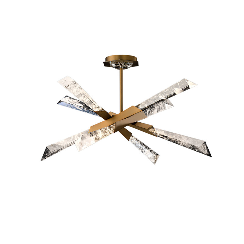 Solitude 8 Light Crystal LED Semi-Flush Mount, Aged Brass
