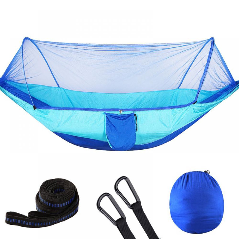 Parachute en tissu à ouverture rapide avec tente moustiquaire pour camping et hamac avec moustiquaire, Bleu ciel