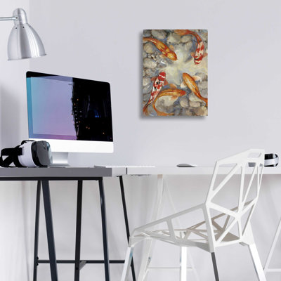 «Vibrant Koi I» par Tim O'Toole, art mural en verre acrylique