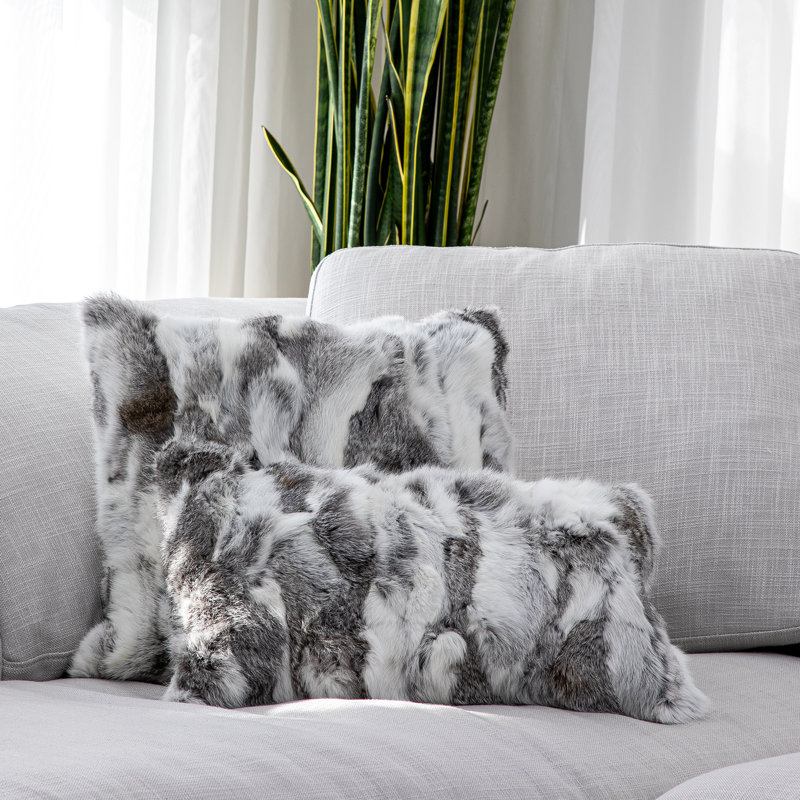 Coussin Mira, H 12 po x l 20 po, Gris