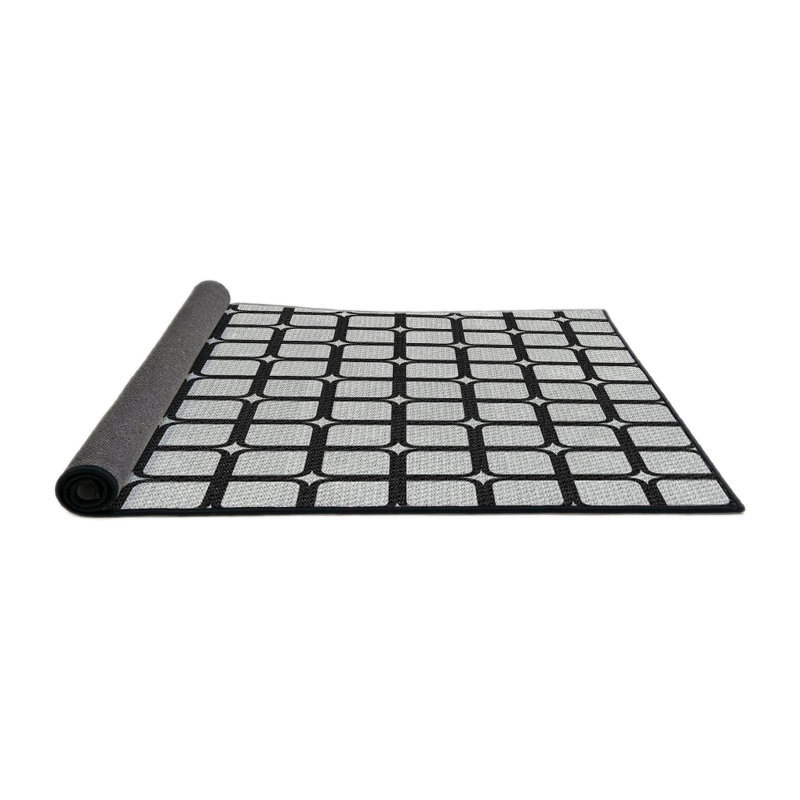 Tapis gris/noir tissé à la machine, Rond 7 pi