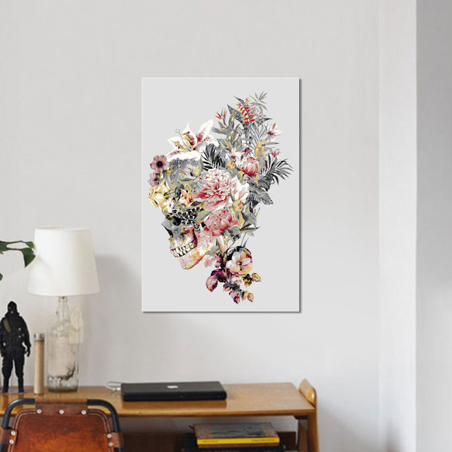 Impression sur toile, "xii" floral crâne series, H 60 po x l 40po x P 1,5 po, Toile tendue, Pas de tapis