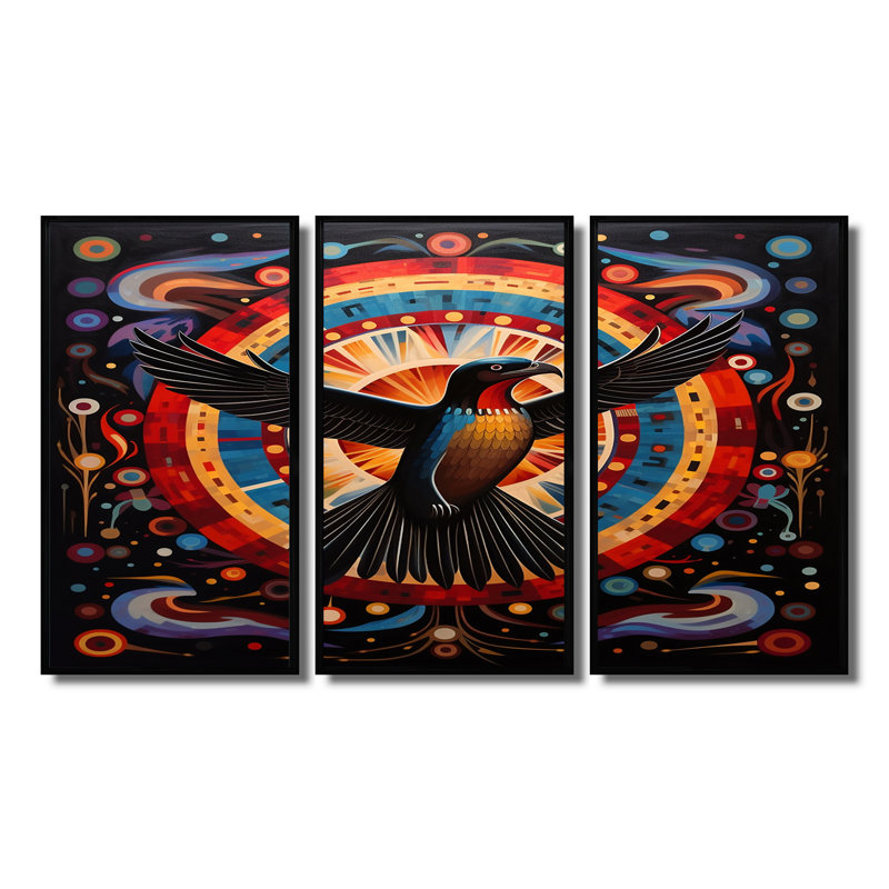 Charleena - ensemble d'impressions murales d'aigle, Cadre flottant noir, H 32 po x l 48 po x P 1 po