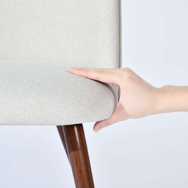 Hudhaifa 18" Width Fabric Solid Back Side Chair for Living Room, Dining Room, Coffee shop, Ivory, 4