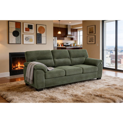 Canapé 3 places, canapé rembourré, mobilier de salon moderne, canapé en tissu texturé, canapé minimaliste, fauteuil confortable, canapé à structure robuste