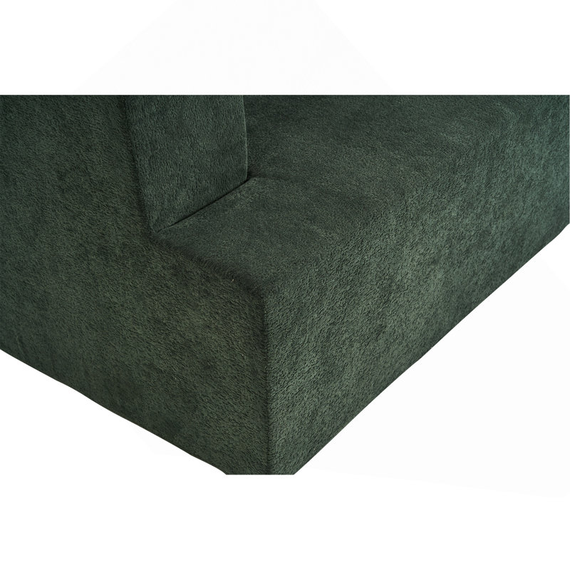 Felip 29.5" Curved Chenille Upholstered Boneless Sectional Sofa with Deep Seat, Green  Polyester