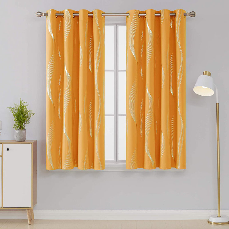 Prewett Super Soft Eyelet Room Darkening Thermal Curtains, Orange Flame, Width 168 x Drop 138cm