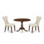 L'ensemble de salle à manger 3 pièces contient une table de salle à manger ronde avec Dropleaf et 2 chaises rembourrées en tissu de lin beige clair, 42 x 42 pouces, acajou-353768443-353768440