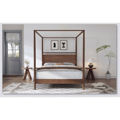 Solid Wood Canopy Bed Frame Four Posters Bed No Box Spring Needed