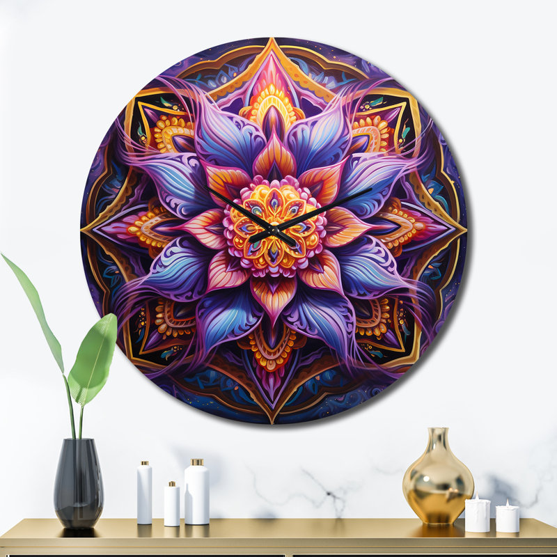 Horloge murale antique en métal Mandala II, Très grand