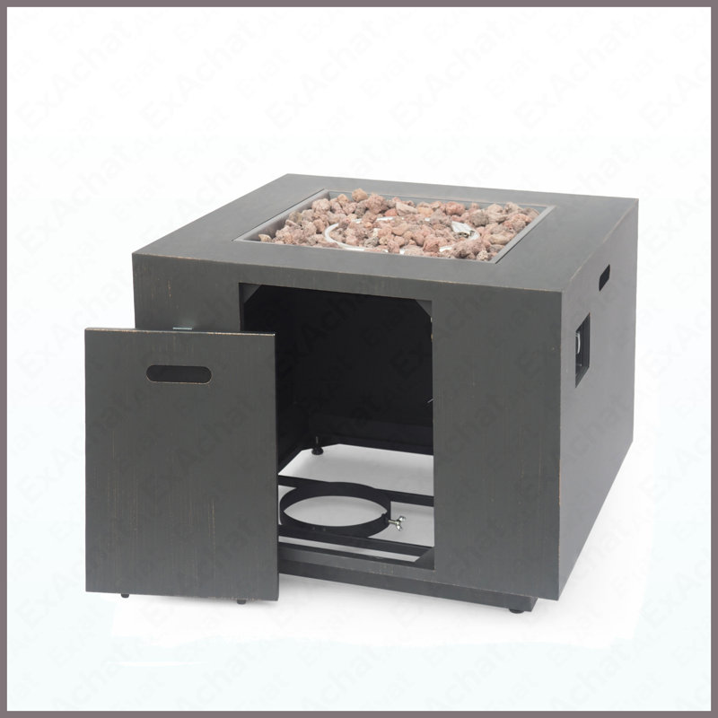 Table carrée en acier au propane pour foyer extérieur 50000 BTU