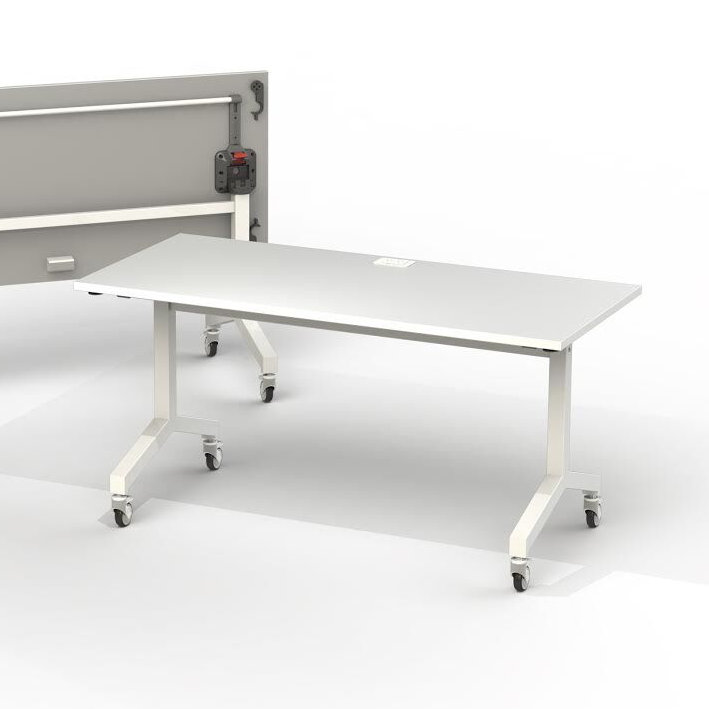 White Matte 6' Rolling Training Table with White Edge