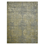 Mystique Lucci Hand-Knotted Wool/Silk Area Rug in Gold/Gray