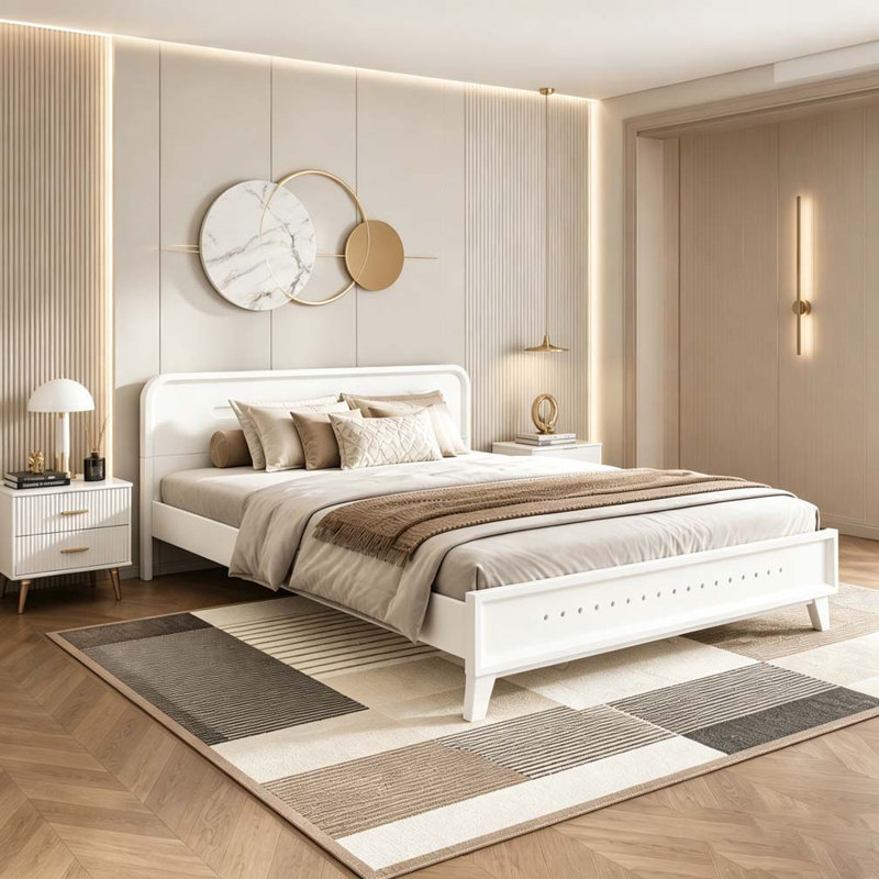 Lit en bois massif, White, QUEEN