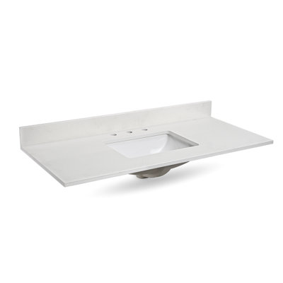 Plan de toilette simple en quartz de 48 po avec lavabo (base non incluse)