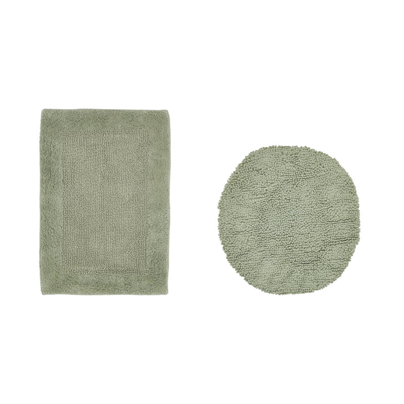 Moriceau 100% Cotton Tufted Reversible Bath Rug Machine Washable Extra Soft & Absorbent 2 Piece Premium Bathroom Rug Set