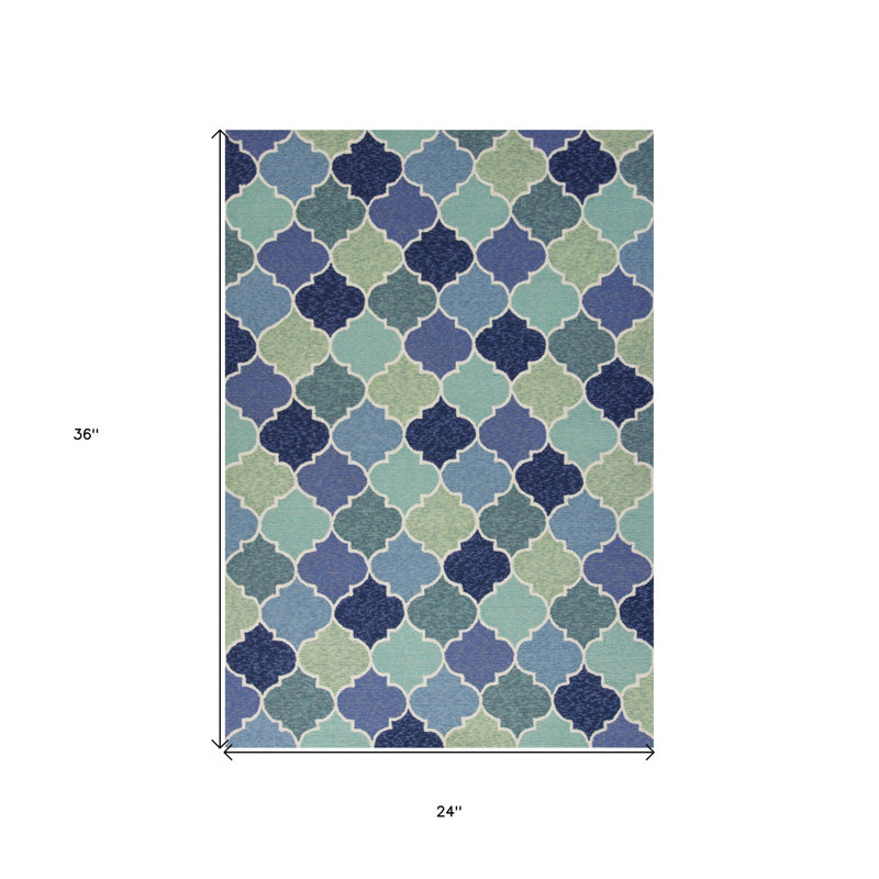 Tapis bleu touffeté à la main, Rectangle 2 pi x 3 pi